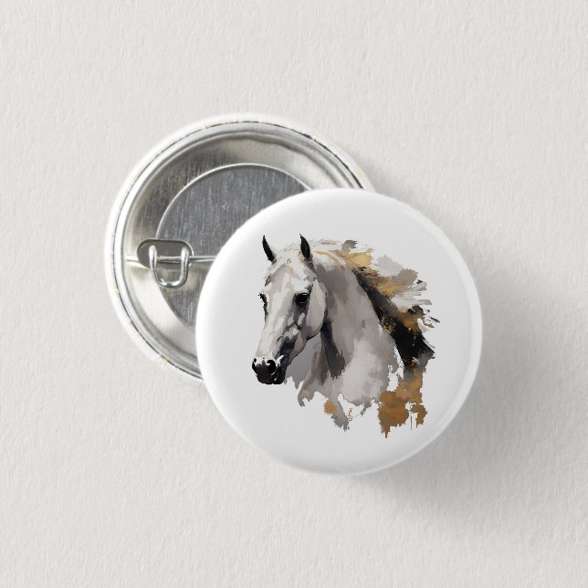 Galoppierende Grace White Horse Kunst Button (Vorne & Hinten)