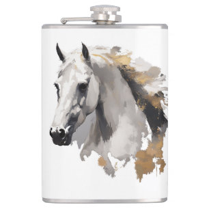 Galoppierende Grace White Horse Kunst Flachmann