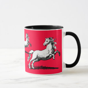 Galoppierende Pferde Elegant Rot und Schwarz Tasse