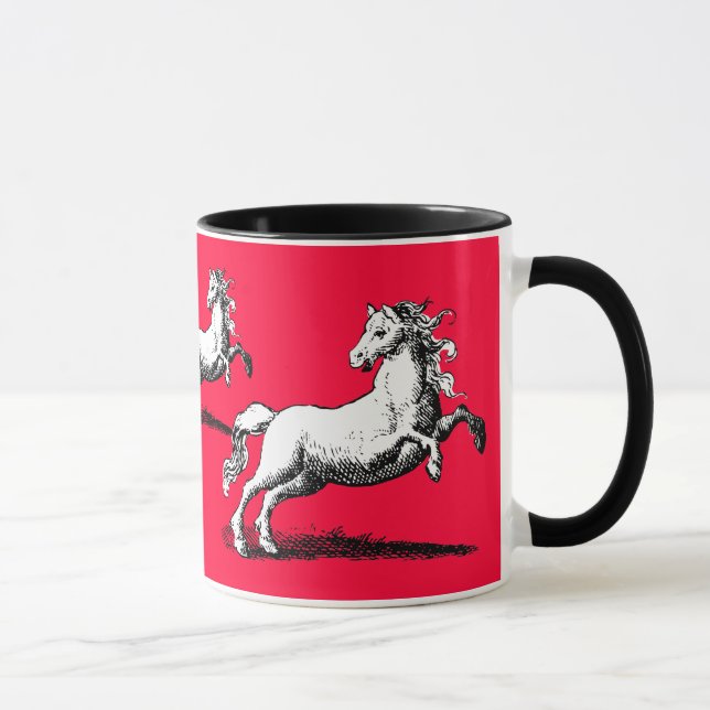 Galoppierende Pferde elegantes Rotes und schwarz Tasse (Rechts)