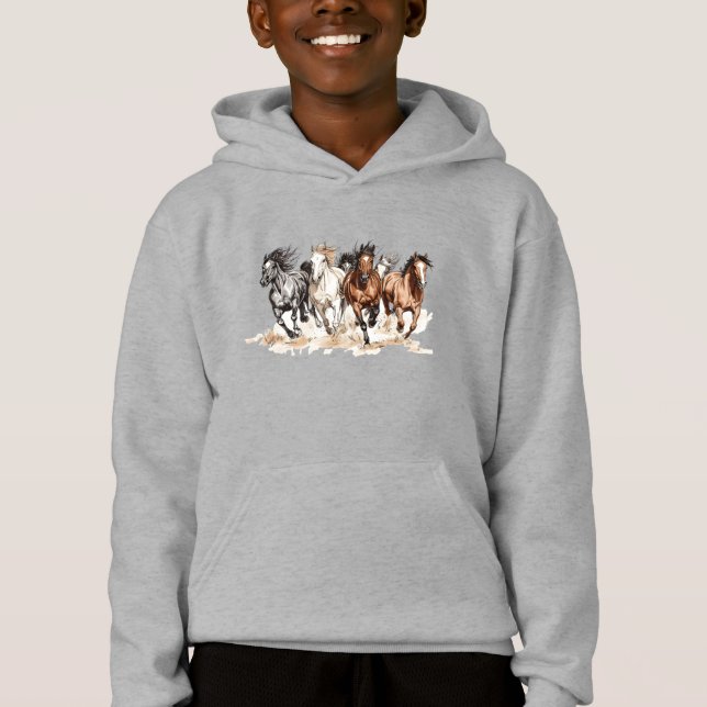 Galoppierende Pferde Kinder Sweatshirt (Vorderseite)