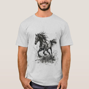 Galoppierende Pferdeschablonen-Kunst T-Shirt