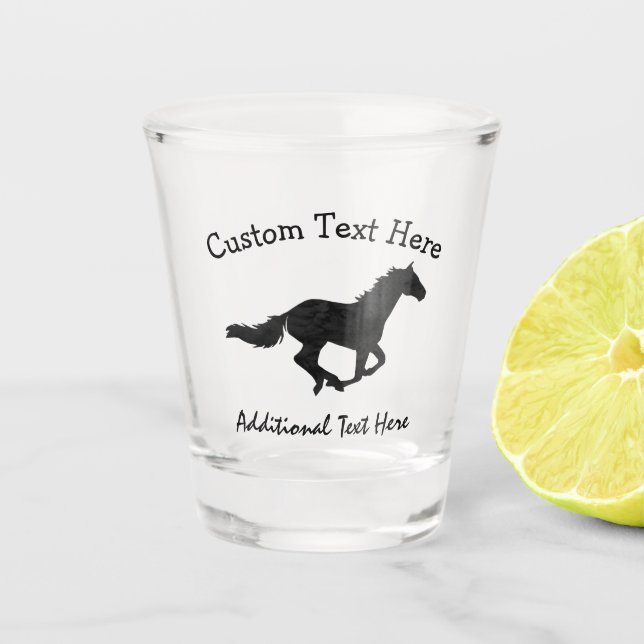 Galoppierende Pferdewatercolor-Silhouette Schnapsglas (Vorderseite)