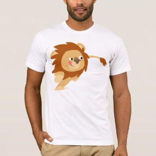 Galoppierender Cartoon-Löwe-T - Shirt