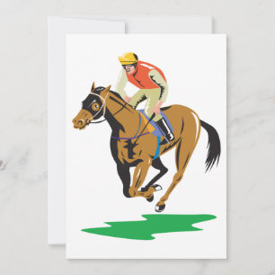 Galoppierender Jockey beim Pferderennen Einladung