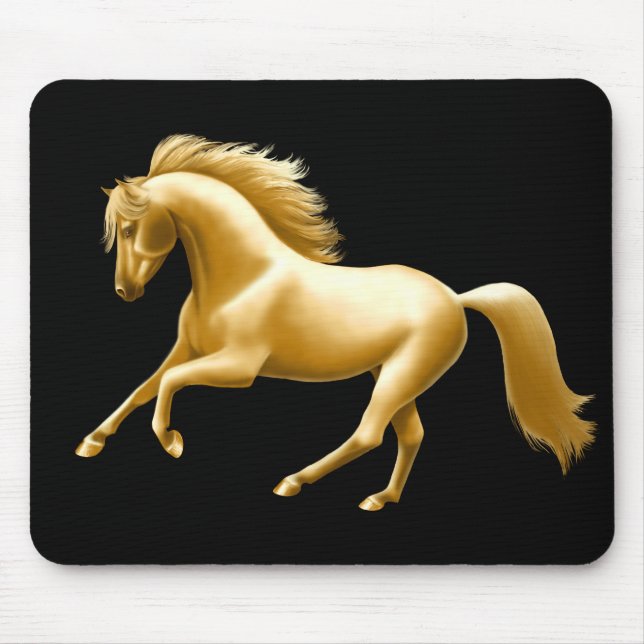 Galoppierendes goldenes Pferd Mousepad (Vorne)