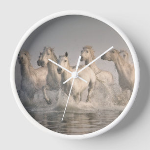 Galoppierendes Pferd im Mittelmeerwasser Uhr