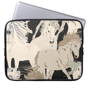 Galoppierendes Pferd vintage nahtloses Muster. Qua Laptopschutzhülle