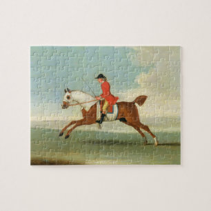Galoppierendes Rennpferd und angebrachter Jockey Puzzle