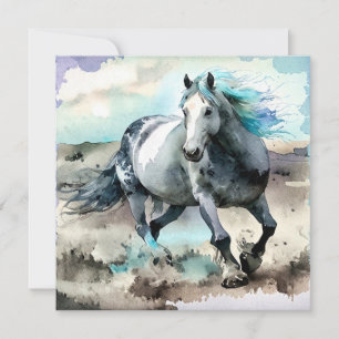 Galoppierendes Zugpferd Aquarell Einladung