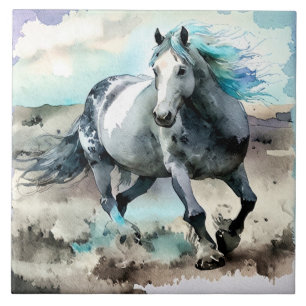 Galoppierendes Zugpferd Aquarell Fliese