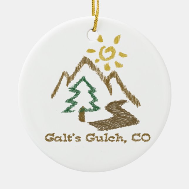 Galts Gulch-Colorado-Atlas zuckte Baum-Verzierung Keramikornament (Vorne)