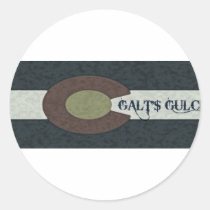 Galt's Gulch - rotes, weißes und blaues Combo-Desi Runder Aufkleber