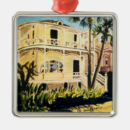 Galveston Aquarell, Conness-Arnold Haus 1899 Silbernes Ornament