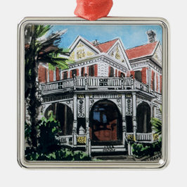 Galveston Aquarell, F. 1876 Beissner House Silbernes Ornament
