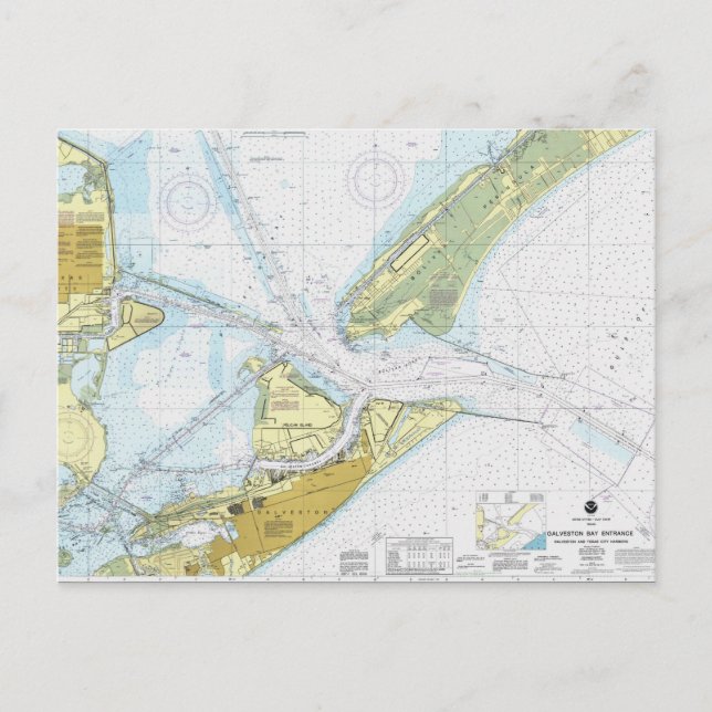 Galveston Bay und Texas City Harbur Diagramm Postkarte (Vorderseite)