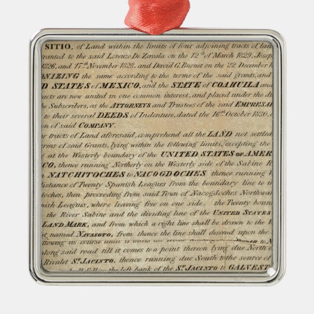 Galveston Bay und Texas Land Company Silbernes Ornament (Vorne)