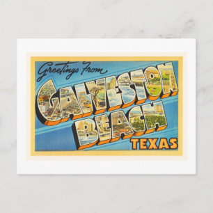 Galveston Beach Texas TX Vintage Travel Souvenir Postkarte