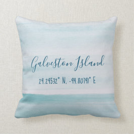 Galveston Island Latitude und Länge Kissen