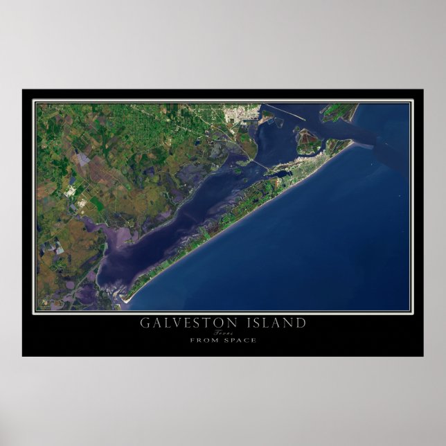 Galveston Island Texas Satellite Map Poster (Vorne)