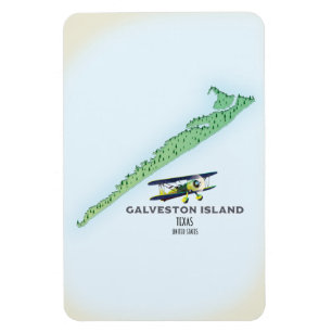 Galveston Island Texas USA Karte Magnet