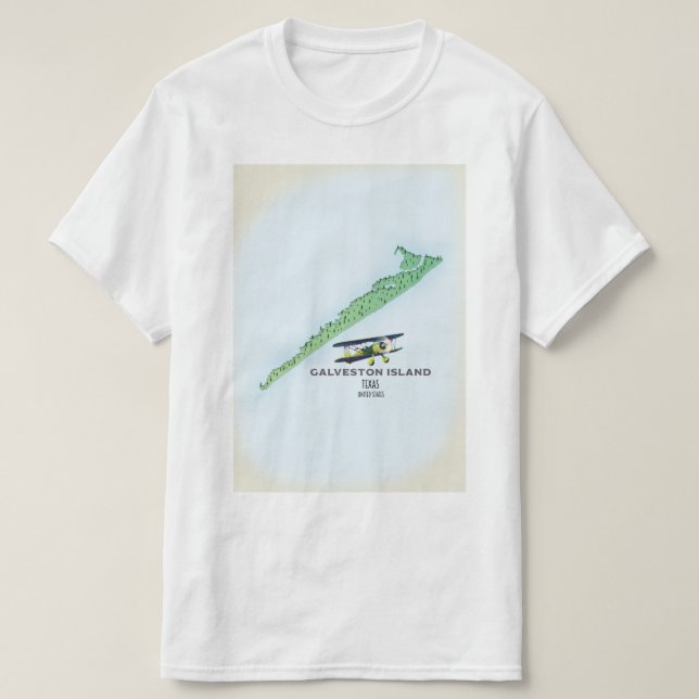 Galveston Island Texas USA-Karte T-Shirt (Design vorne)