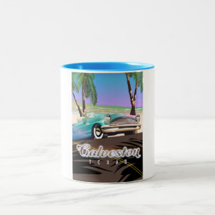 Galveston Island Texas USA-Karte Zweifarbige Tasse