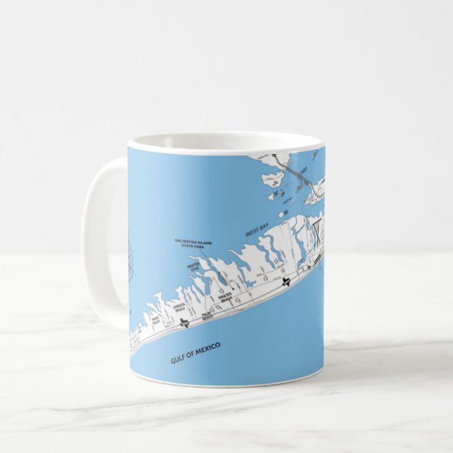 Galveston Strand Karte Tasse (Vorderseite Links)