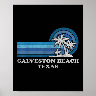 Galveston Strand Texas Familie Sommerurlaub Vinta Poster