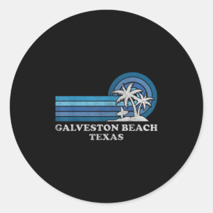 Galveston Strand Texas Familien Sommerurlaub Vinta Runder Aufkleber
