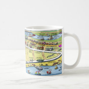 Galveston Texas Cartoon Map Tasse
