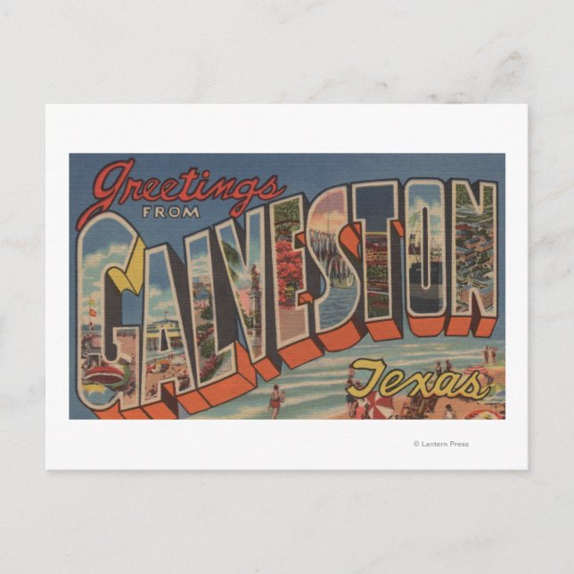 Galveston, Texas - Große Briefszenen Postkarte (Vorderseite)