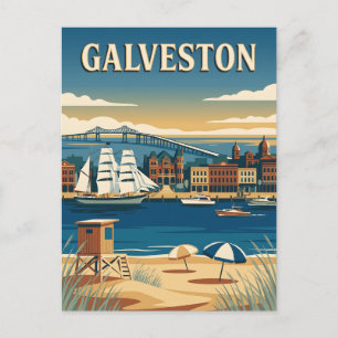 Galveston Texas Hafen Retro Vintage Reiseposter Postkarte