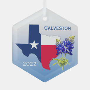 Galveston Texas, Kontur & Bluebonnets Ornament