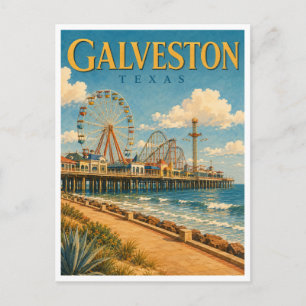Galveston Texas Pier GeoSaga Postkarte