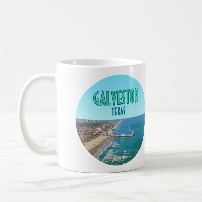 Galveston Texas Pier Shore Vintag Kaffeetasse (Links)