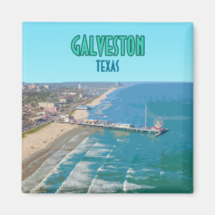 Galveston Texas Pier Strand Vintage Magnet
