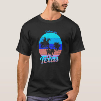 Galveston Texas Retro Tropical Palmen Urlaub T-Shirt