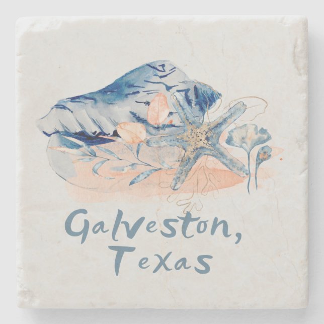 Galveston Texas Seashells Steinuntersetzer (Vorderseite)