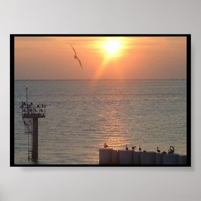 Galveston Texas Sunset on Water Poster (Vorne)