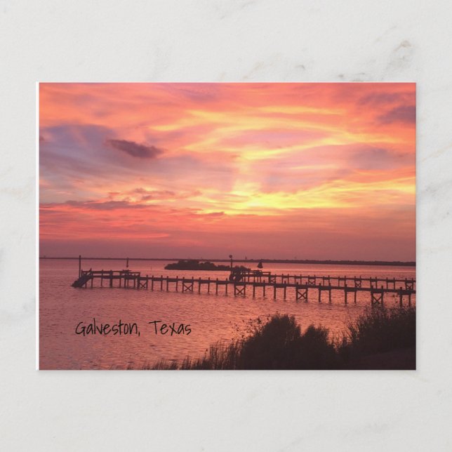 Galveston Texas Sunset Postcard Postkarte (Vorderseite)