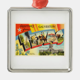 Galveston Texas TX alte Vintage Reise-Andenken Silbernes Ornament