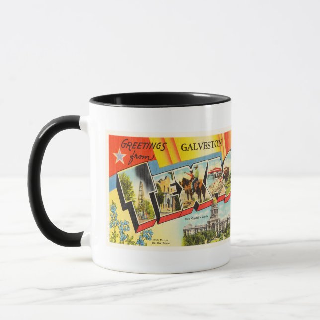 Galveston Texas TX alte Vintage Reise-Andenken Tasse (Links)