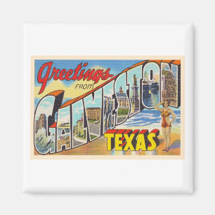 Galveston Texas TX Vintager Großbuchstabe Postkar Magnet
