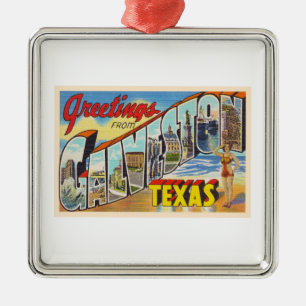 Galveston Texas TX Vintager Großbuchstabe Postkart Ornament Aus Metall