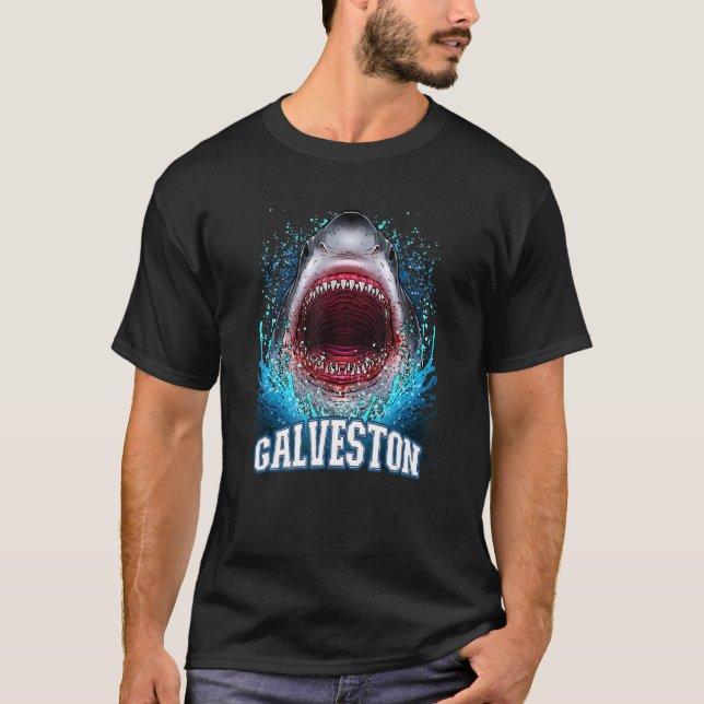 Galveston Texas Urlaub Great White Shark Beach T T-Shirt (Vorderseite)