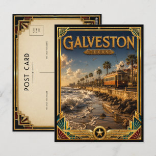 Galveston Texas Vintage Art Deco Golden Age Postkarte