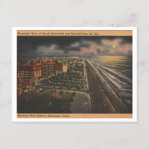 Galveston TX, Mondlichtblick 1952, Vintage Postkarte