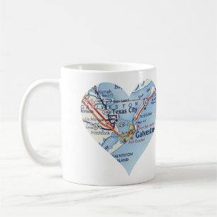 Galveston TX Vintag Map Kaffeetasse