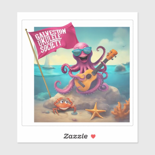 Galveston Ukulele Society GUS Square Vinyl Sticker (Blatt)